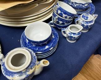 Blue and white child's china tea set
