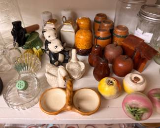 Collection of vintage salt and pepper shakers