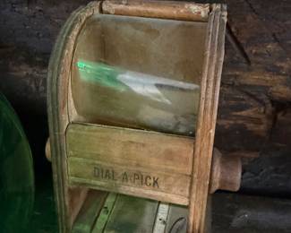 Antique Dial-A-Pick wooden toothpick dispenser