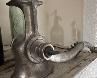 Vintage cast metal bar mount corkscrew