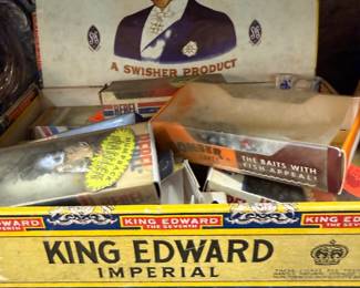King Edward Imperial cigar boxes and fishing lures
