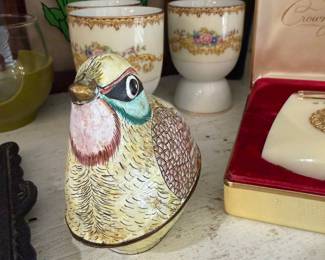 Hand-painted porcelain quail figurine