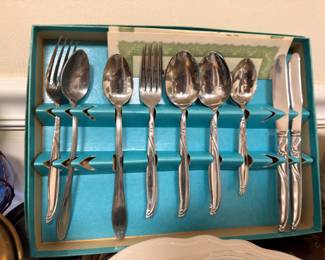 Vintage silverplate flatware set in original box