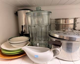 Glass beverage dispenser and assorted kitchenware