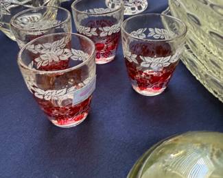Set of four ruby flashed juice glasses