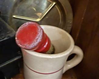 Antique ironstone shaving mug with brush