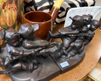 Pair of bronzed figural bookends