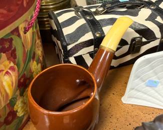 Novelty ceramic pipe-form tobacco jar