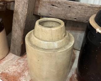 Antique salt glaze stoneware canning crock