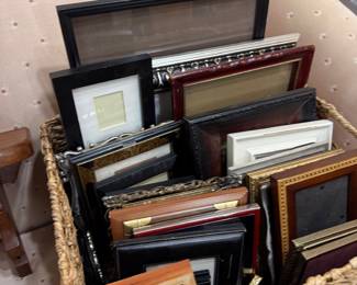 Basket lot of assorted picture frames