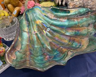 Large iridescent lustre glazed shell bowl