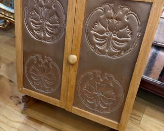 Punched tin panel pie safe cabinet