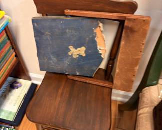 Mid-century wood step-end table and chair back