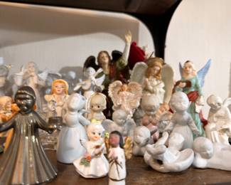 Assorted vintage angel and cherub figurines