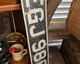 Vintage embossed metal license plate