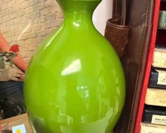 Green glazed pottery vase