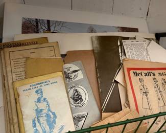 Box lot of vintage paper ephemera and sewing patterns