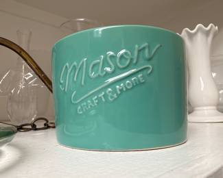 Mason Craft and More teal ceramic crock