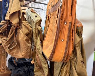 Vintage canvas and leather rucksacks and duffel bags