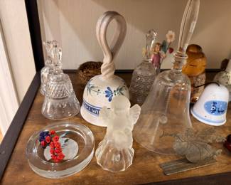 Collection of crystal and glass bells
