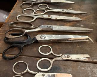 Collection of vintage sewing scissors and shears