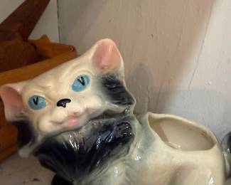 Vintage ceramic cat planter