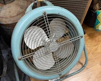 Vintage aqua metal floor fan