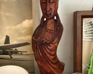 Carved wood Guan Yin figure