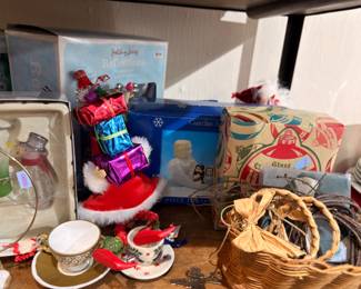 Boxed Christmas ornaments with vintage glass ornament box
