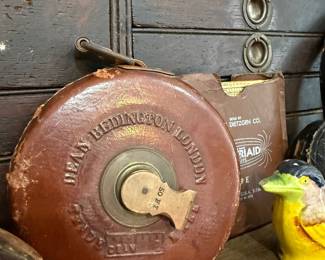 Dean Bedington London leather cased 50 ft tape measure dated 1918