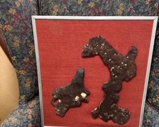 Framed iron fragment shadow box art