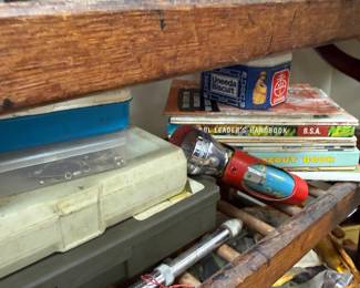 Boy Scout handbooks, Uneeda Biscuit tin and tackle boxes