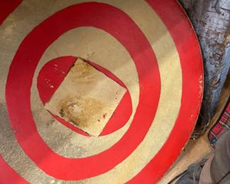 Vintage painted wood bullseye target board