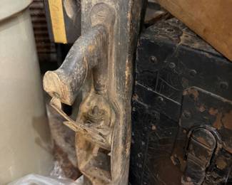 Antique wooden jointer plane close-up