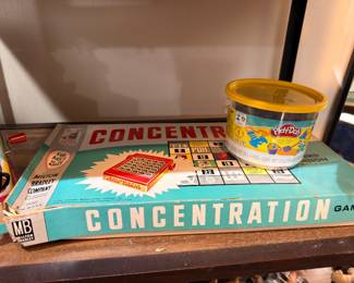 Vintage Milton Bradley Concentration game and Play-Doh