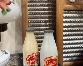 Pair of vintage Sealtest glass milk bottles