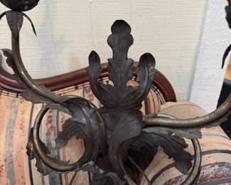 Wrought iron leaf candelabra sconce