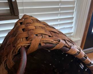 Large antique woven splint gathering basket