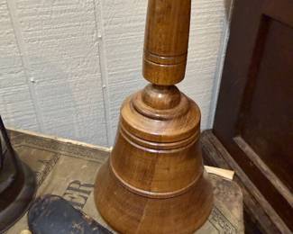 Antique turned wood hand bell