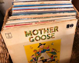 Basket of vintage children's LP records