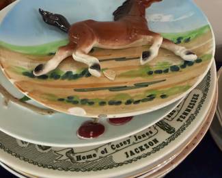 Horse relief plate and Casey Jones Tennessee souvenir plate