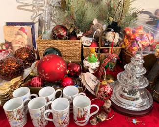 Christmas mugs and beaded ball ornaments