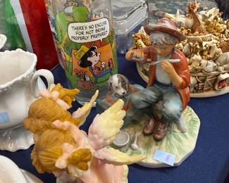 Assorted porcelain figurines and collectible glassware
