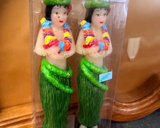 Pair of Hawaiian hula girl figural candles