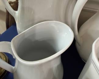 Group of white ironstone pitchers