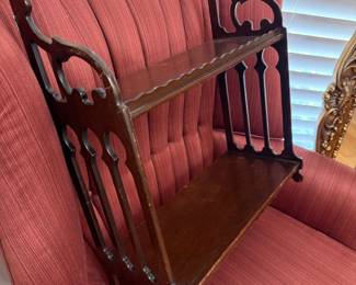 Mahogany fretwork two tier wall shelf