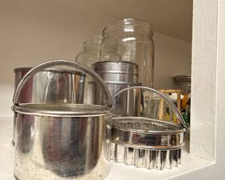 Vintage tin buckets and glass canning jars