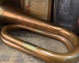 Antique brass military bugle