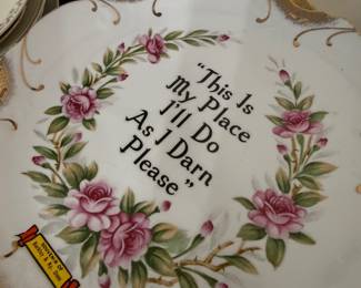 Antique rose motto souvenir plate