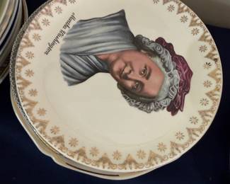 Martha Washington portrait plate with gold border